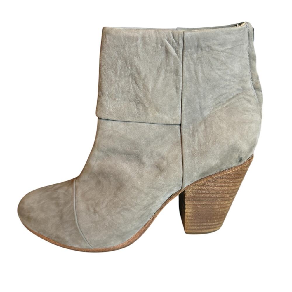 rag & bone Newbury Oiled Suede Heeled Bootie Boots Gray 9.5